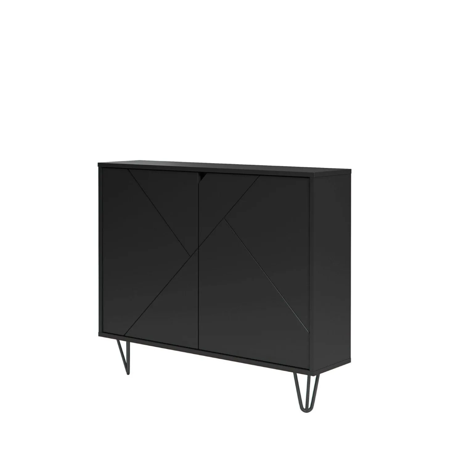 Console de rangement 2 portes slim, noir - Nexera