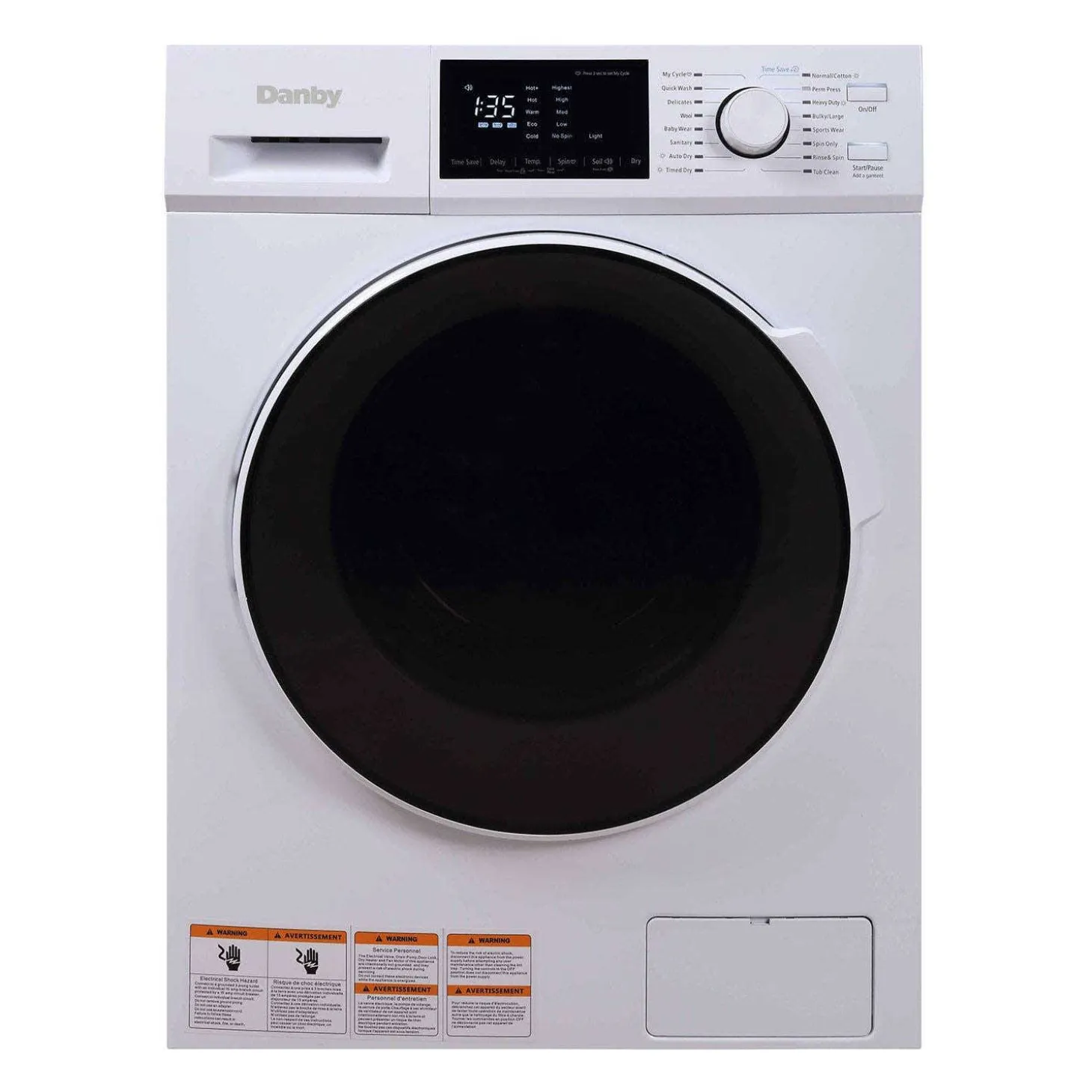 DANBY Laveuse sécheuse 2 en 1, Blanc, 23", Chargement frontal - DWM120WDB-3