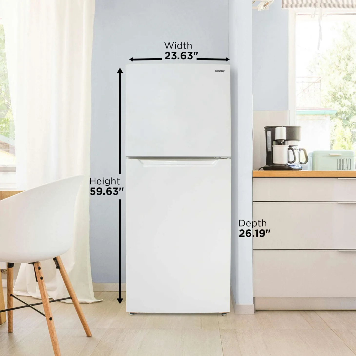 DANBY Réfrigérateur 10,1 pi3 24 po Blanc Congélateur en haut - DFF101B2WDB