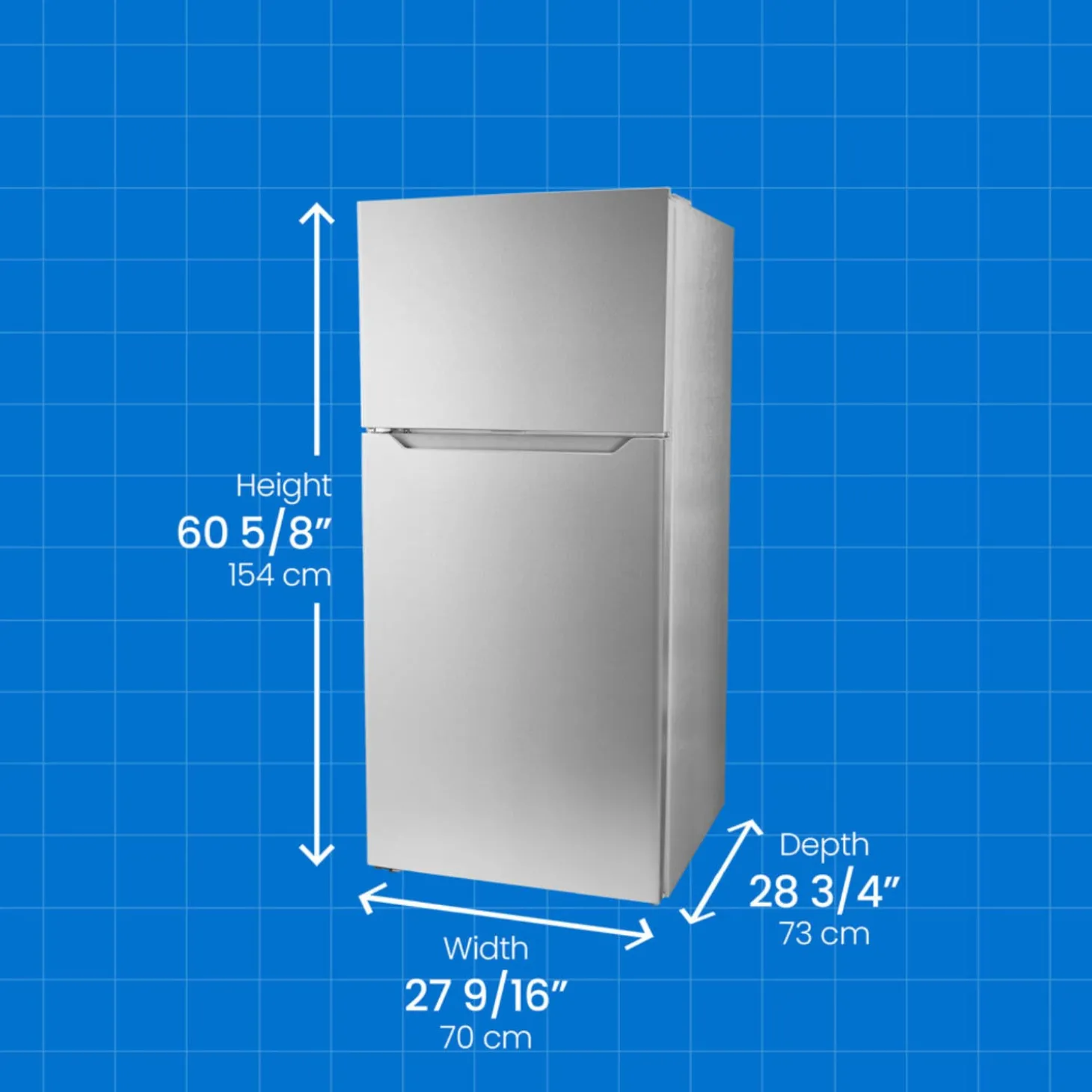 DANBY Réfrigérateur 14,2 pi3 28 po Inox Congélateur en haut - DFF142E1SSDB