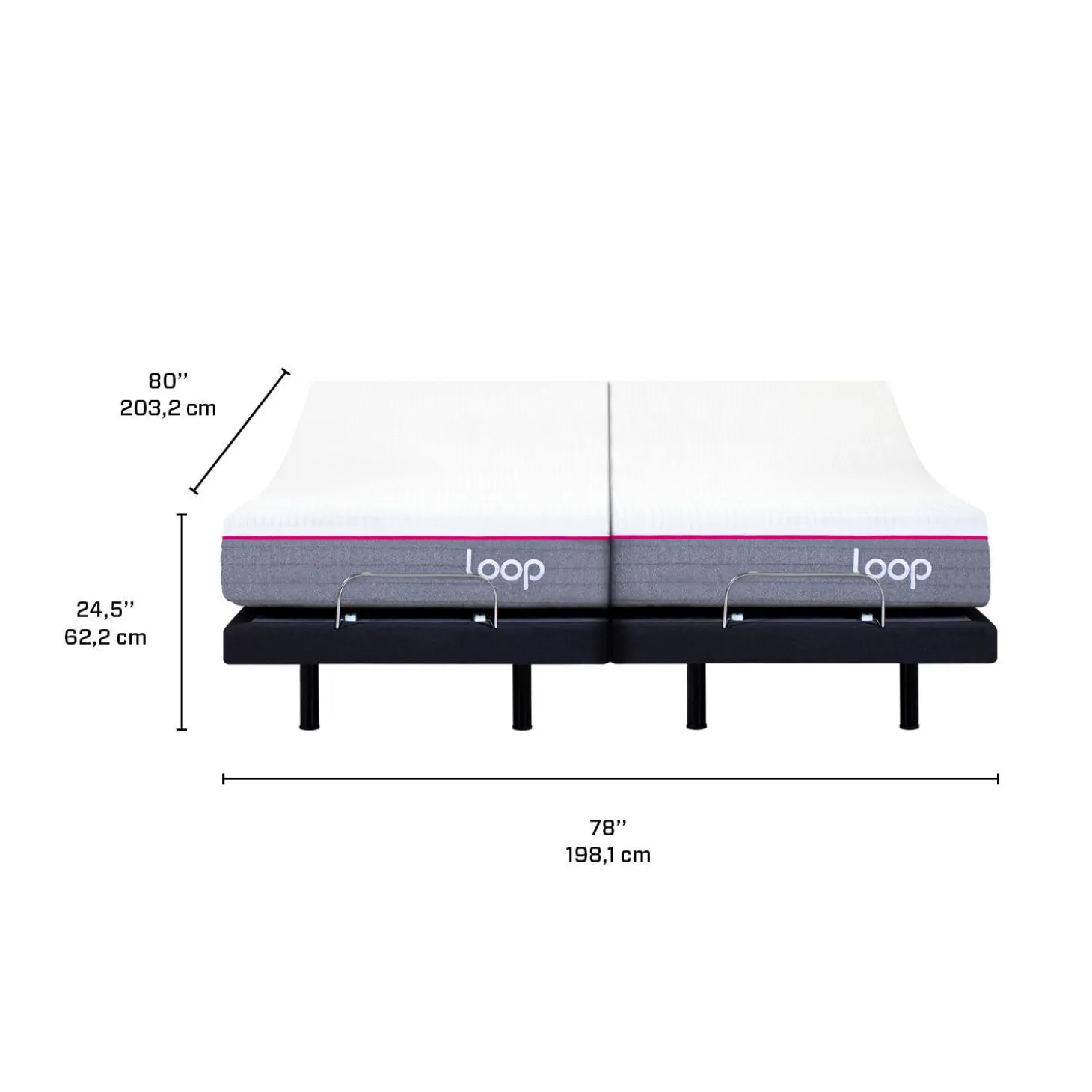 Deux bases de lits ajustables avec matelas Loop (39"x78")