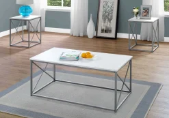 Ens de tables - 3mcx, blanc, métal argent - Monarch