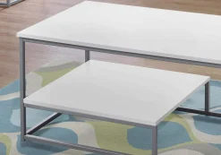 Ens de tables - 3mcx, blanc, métal argent - Monarch