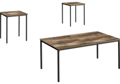Ens de tables - 3mcx, faux bois brun, métal noir - Monarch
