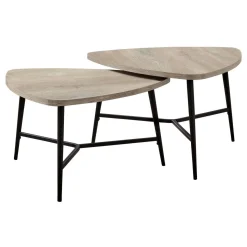 Ens de tables - 2mcx, faux bois taupe, métal noir - Monarch