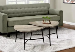 Ens de tables - 2mcx, faux bois taupe, métal noir - Monarch