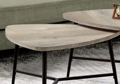 Ens de tables - 2mcx, faux bois taupe, métal noir - Monarch