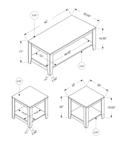 Ens de tables - 3mcx, gris industriel - Monarch