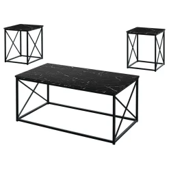 Ens de tables - 3mcx, marbre noir, métal noir - Monarch