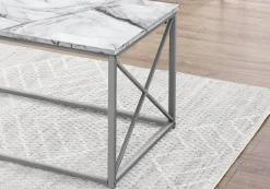 Ens de tables - 3mcx, marbre blanc, métal argent - Monarch