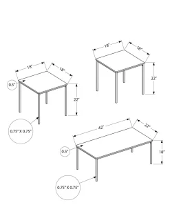 Ens de tables - 3mcx, taupe foncé, métal noir - Monarch