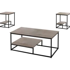 Ens de tables - 3mcx, taupe foncé, métal noir - Monarch