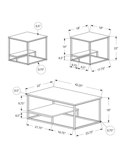 Ens de tables - 3mcx, taupe foncé, métal noir - Monarch