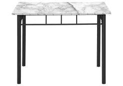 Ens salle à manger - 5mcx, blanc marbre, métal noir