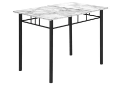 Ens salle à manger - 5mcx, blanc marbre, métal noir