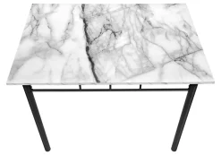 Ens salle à manger - 5mcx, blanc marbre, métal noir