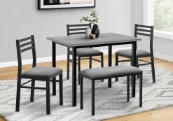 Ens salle à manger - 5mcx, dessus gris, métal noir