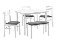 Ens salle à manger - 5mcx, dessus blanc, métal blanc