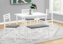 Ens salle à manger - 5mcx, dessus blanc, métal blanc