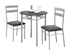 Ens salle à manger - 3mcx, métal argent, noir