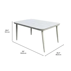 Ensemble à dîner d’extérieur en aluminium avec plateau en verre trempé et 6 chaises