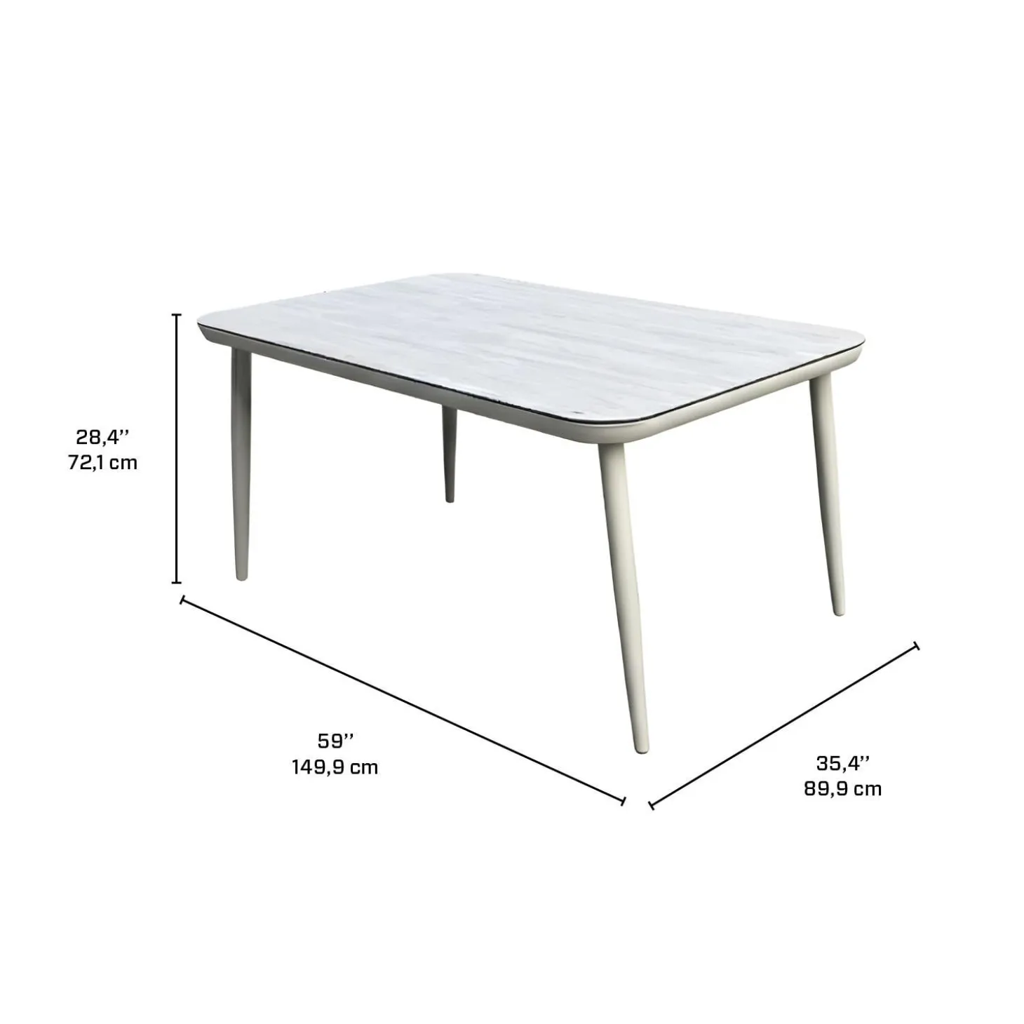 Ensemble à dîner d’extérieur en aluminium avec plateau en verre trempé et 6 chaises
