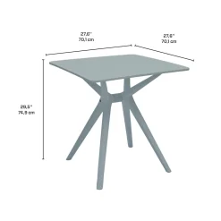 Ensemble à dîner d'extérieur en résine avec 1 table carrée et 4 chaises empilables - gris