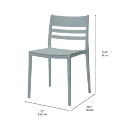Ensemble à dîner d'extérieur en résine avec 1 table carrée et 4 chaises empilables - gris
