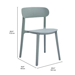 Ensemble à dîner d'extérieur en résine avec 1 table carrée et 4 chaises empilables - gris