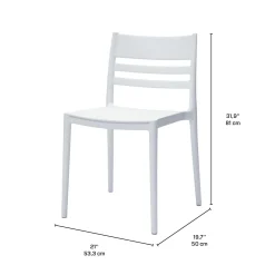 Ensemble à dîner d'extérieur en résine avec 1 table carrée et 4 chaises empilables - blanc