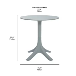 Ensemble à dîner d'extérieur en résine avec 1 table ronde et 4 chaises empilables - gris