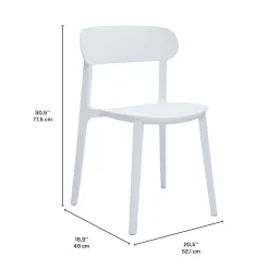 Ensemble à dîner d'extérieur en résine avec 1 table carrée et 4 chaises empilables - blanc