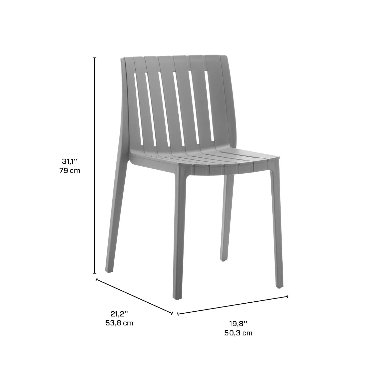 Ensemble à dîner d’extérieur en résine avec 1 table rectangulaire et 6 chaises empilables - gris