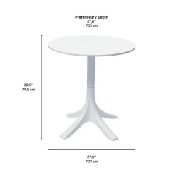 Ensemble à dîner d'extérieur en résine avec 1 table ronde et 4 chaises empilables - blanc