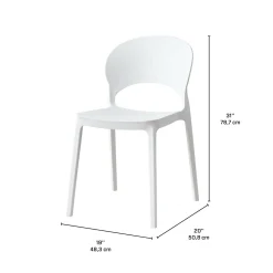 Ensemble à dîner intérieur/extérieur en résine avec table ronde et 2 chaises empilables - blanc