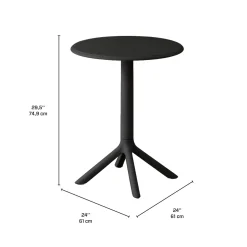 Ensemble à dîner intérieur/extérieur en résine avec table ronde et 2 chaises empilables - noir