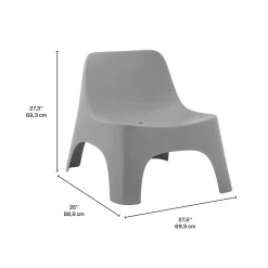 Ensemble de conversation d’extérieur en résine avec 1 table d’appoint et 2 sièges empilables - gris