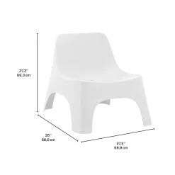 Ensemble de conversation d’extérieur en résine avec 1 table d’appoint et 2 sièges empilables - blanc