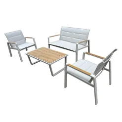 Ensemble de conversation extérieur en aluminium avec table basse - 4 mcx
