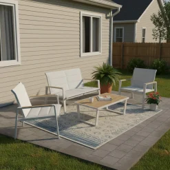 Ensemble de conversation extérieur en aluminium avec table basse - 4 mcx