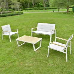Ensemble de conversation extérieur en aluminium avec table basse - 4 mcx