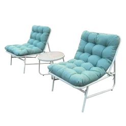 Ensemble de conversation extérieur en acier avec table basse - 3 mcx, turquoise