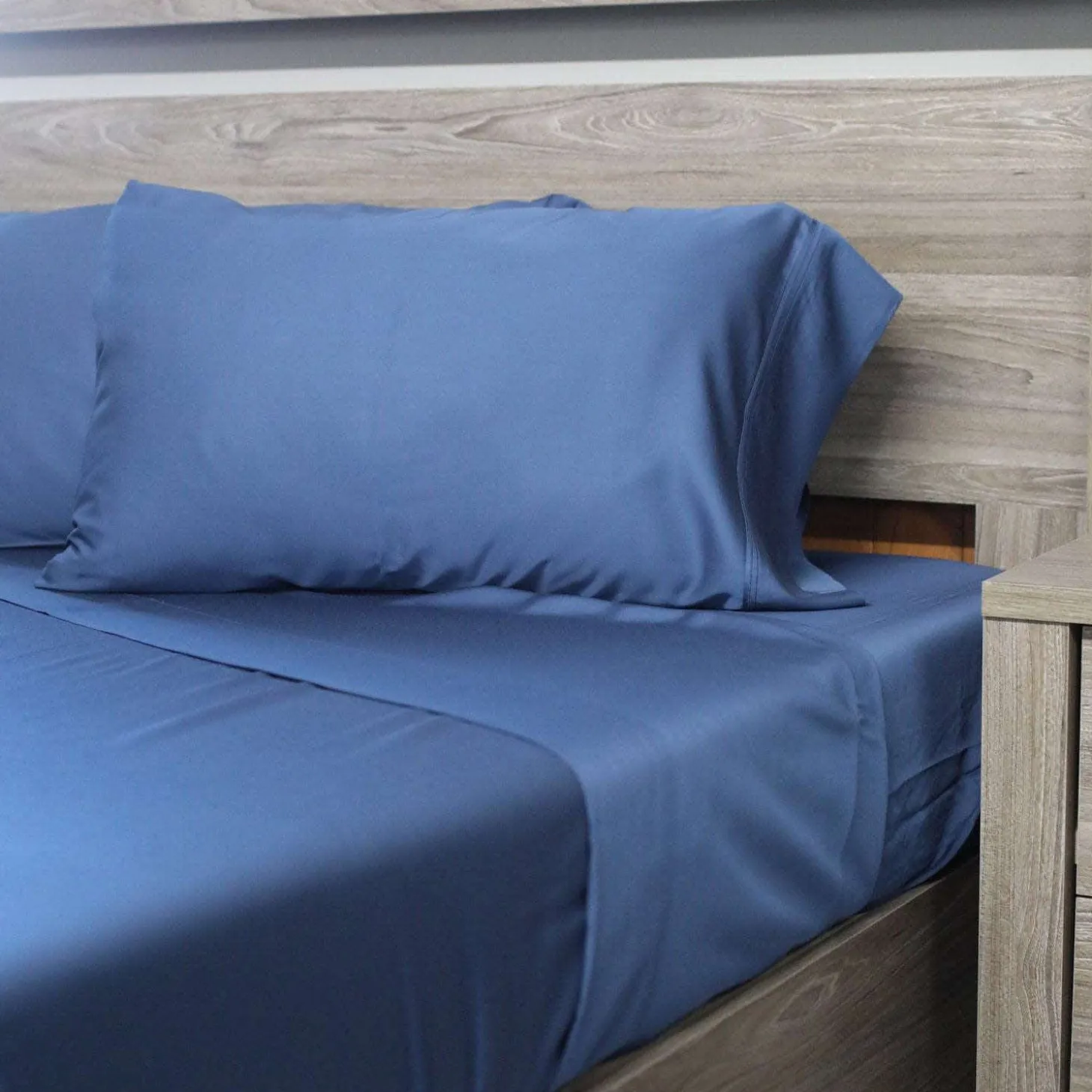 Ensemble de draps 2 simple XL en bambou - bleu