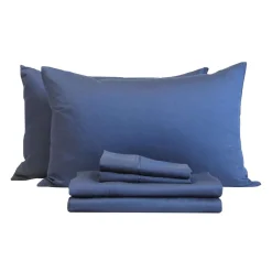 Ensemble de draps double en bambou - bleu
