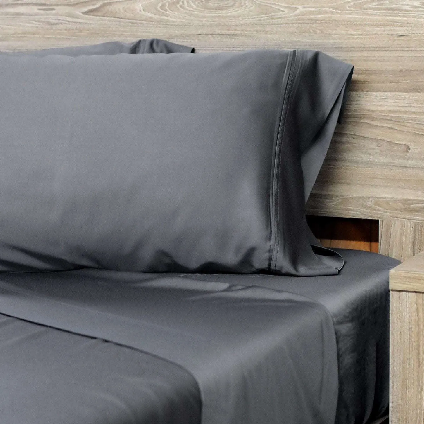 Ensemble de draps king en bambou - gris charbon
