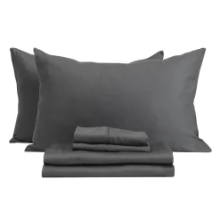 Ensemble de draps queen en rayonne de bambou à têtes séparées - gris charbon