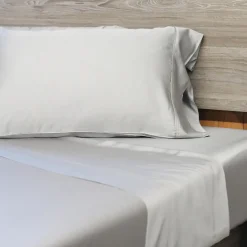 Ensemble de draps queen en rayonne de bambou à têtes séparées - gris ciment