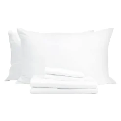 Ensemble de draps queen en rayonne de bambou à têtes séparées - blanc