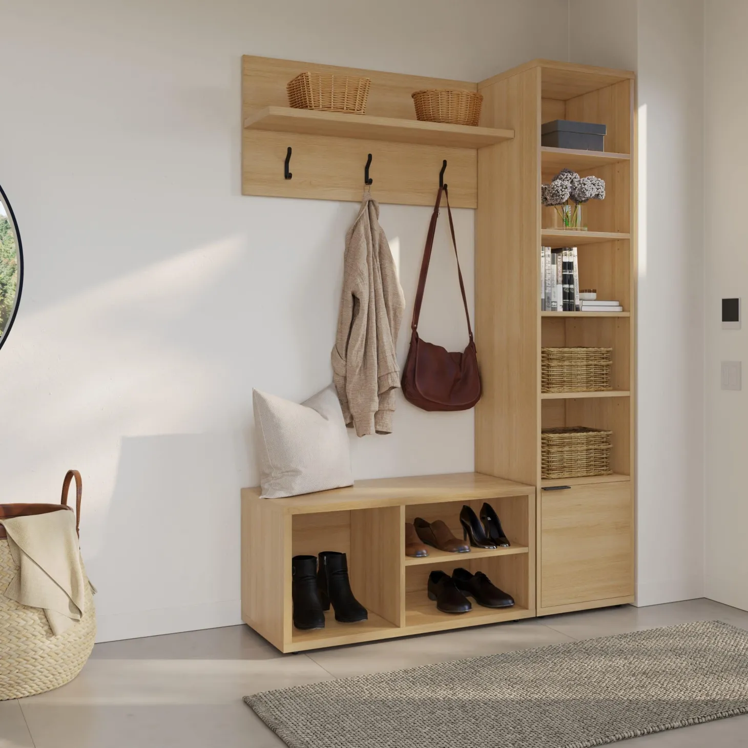 Ensemble de meubles d'entrée 3 mcx - naturel