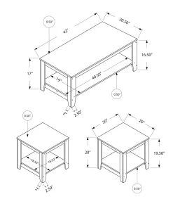 Ensemble de tables - 3 pièces/ gris - Monarch